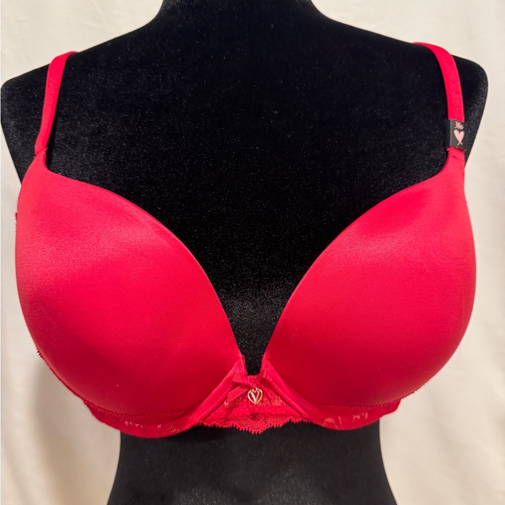 Victoria's Secret Deep Red Bra with lace trim.